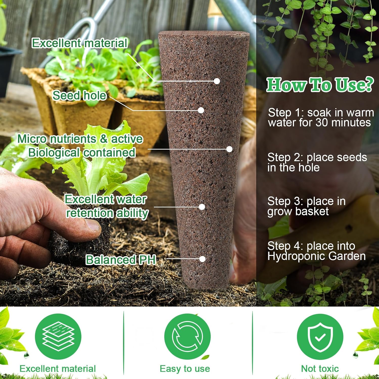 Potchen 400 Pcs Hydroponic Growing Kit - Reusable Plant Grow Sponges, Baskets, Lids & Labels - Indoor Use - Modern Style - Hole Design - Flower Theme - Polished Finish