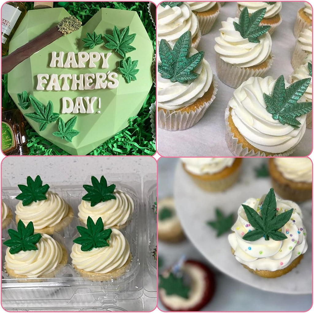 Weed Leaf Fondant Molds, Maple Leaf Silicone Molds, Plant Pot Leaves Cake Decorating Chocolate Tools for Baking Cupcake Topper Candy Cookie Dessert Clay Resin DIY Crafts Set of 2