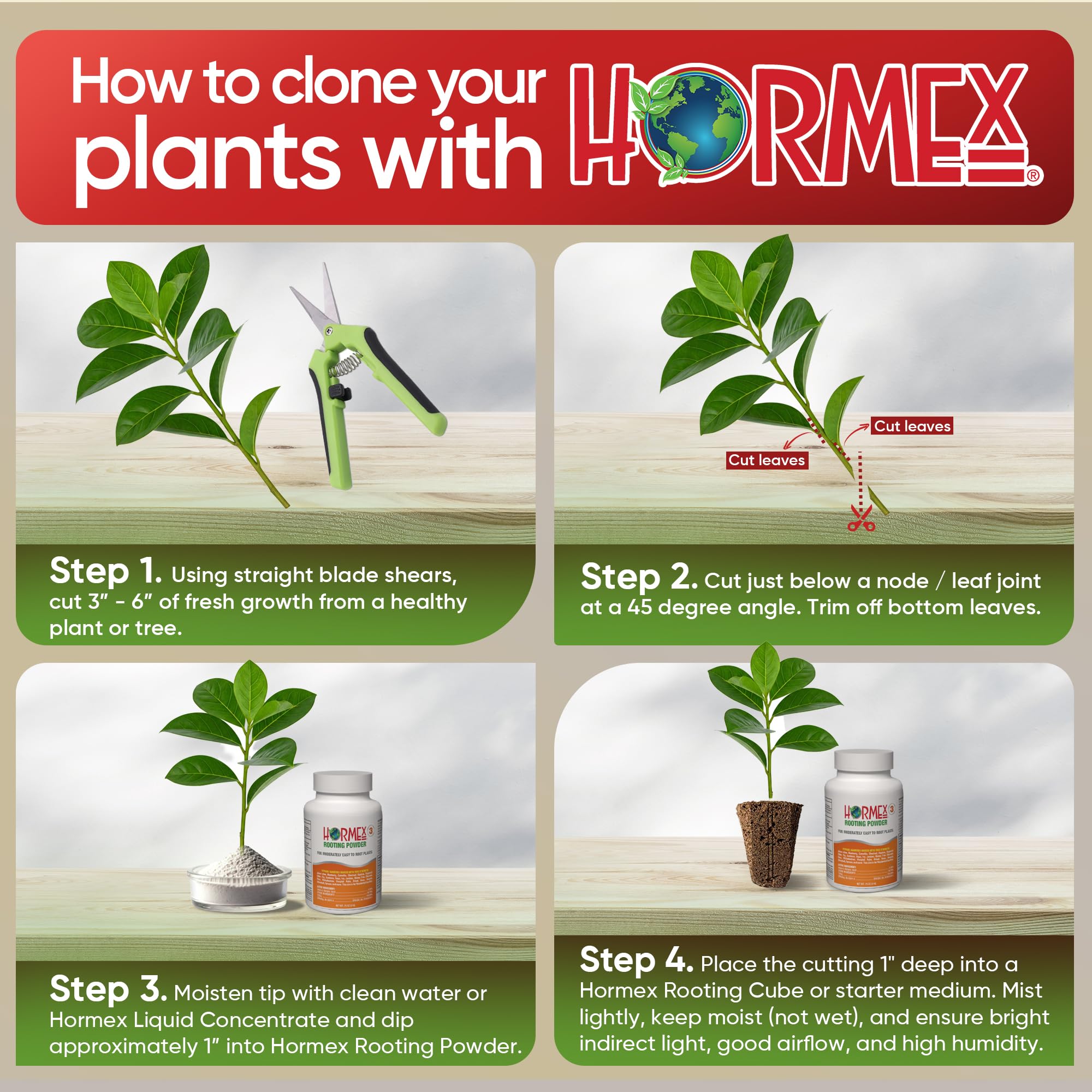 Hormex Rooting Hormone for Cuttings #16 - Max-Strength Powder (1.60% IBA) | Maximum Strength Rooting Hormone, Root Stimulator for Plants, Rooting Powder Compound for Difficult Hardwood Plants & Trees