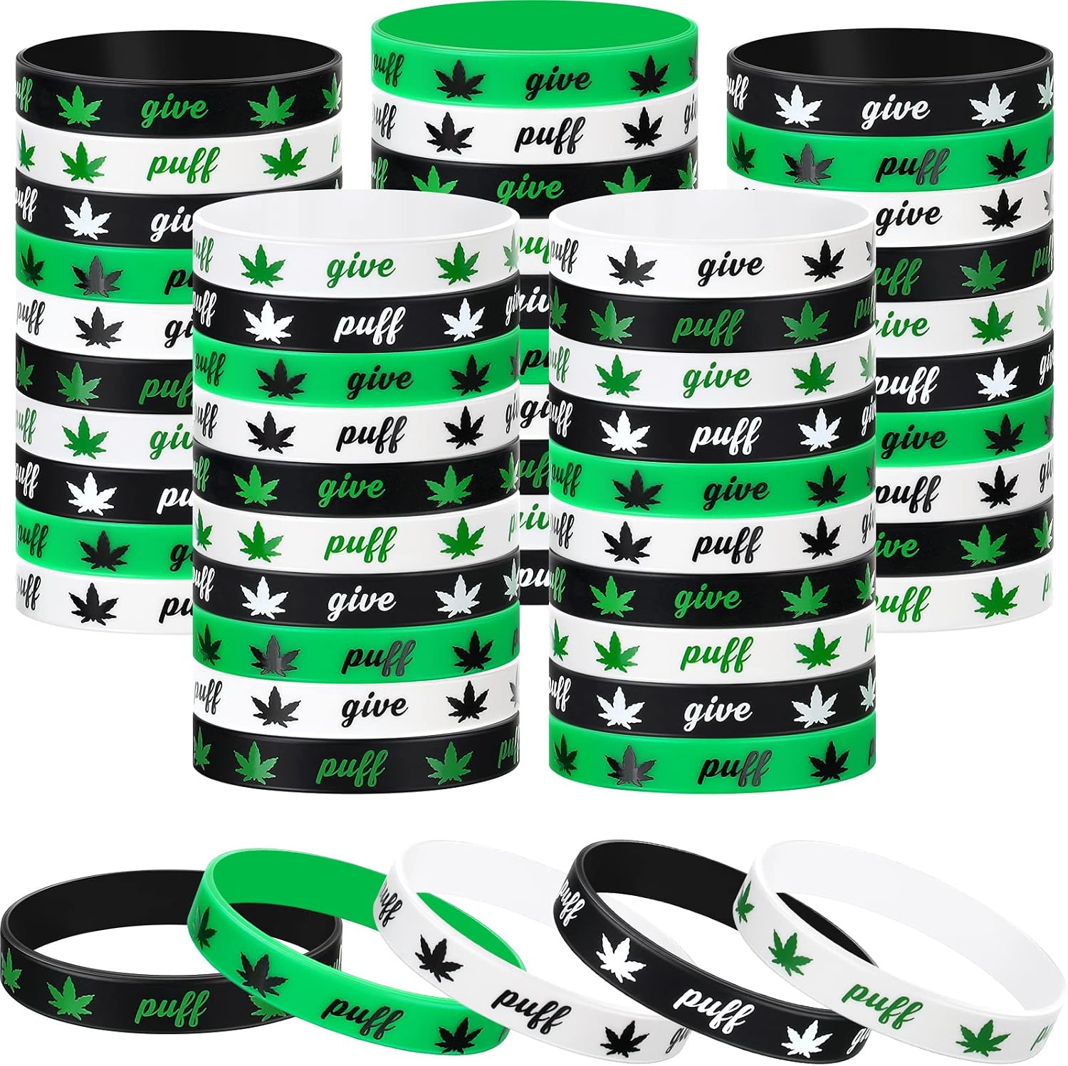 Tigeen Silicone Weed Bracelet Leaf Weed Wristband Birthday Decorations 420 Party Favors Jamaica Favor for Adults Party Accessories