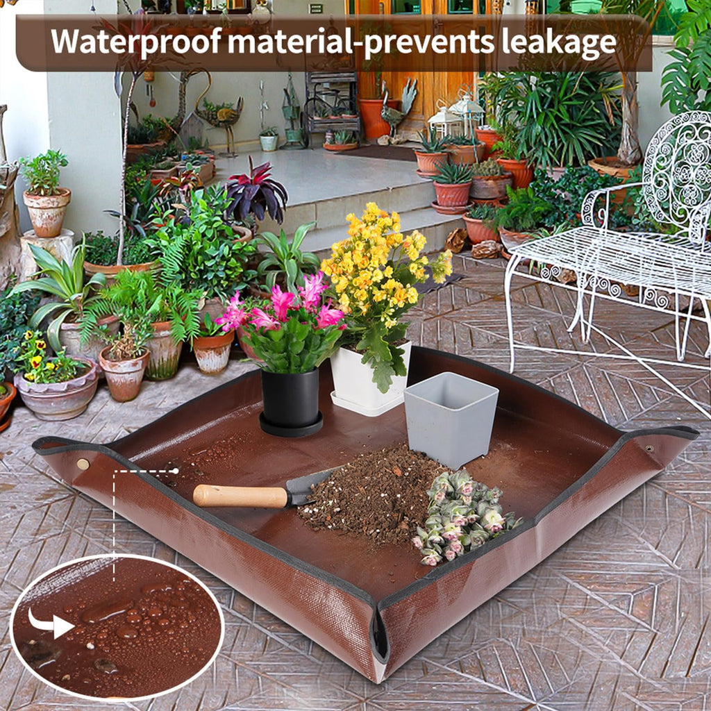 Repotting Mat for Indoor Plant Transplanting Control Mess, 26.8"X26.8" Waterproof Succulent Potting Mat Square Planting Tray Soil Change Mat Gardening Gifts for Plant Lovers