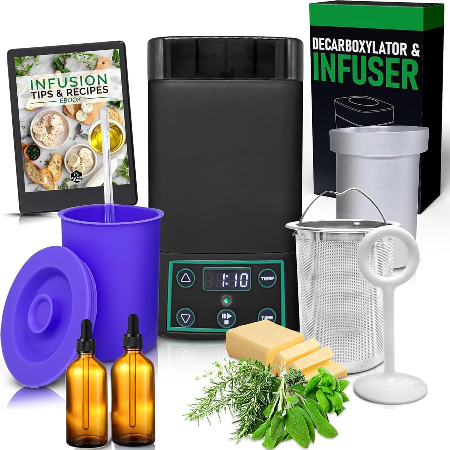 2 in 1 Decarboxylator & Infuser Machine for Butter, Oil & 2 Gummies Molds | Easy Butter Infusion Decarboxylation Machine, Includes Recipe eBook, 2 gummy trays