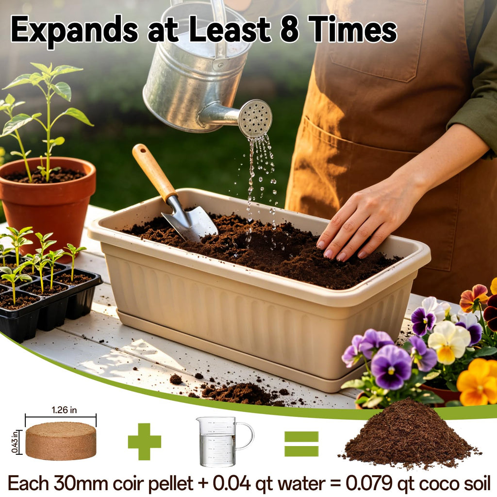 100 Pack 30mm Organic Coco Coir Pellets Seed Starter Soil | Low EC, pH Balance, Potting Soil Mix, Indoor Outdoor Plants, Herbs Houseplants Bonsai Vegetables Flowers