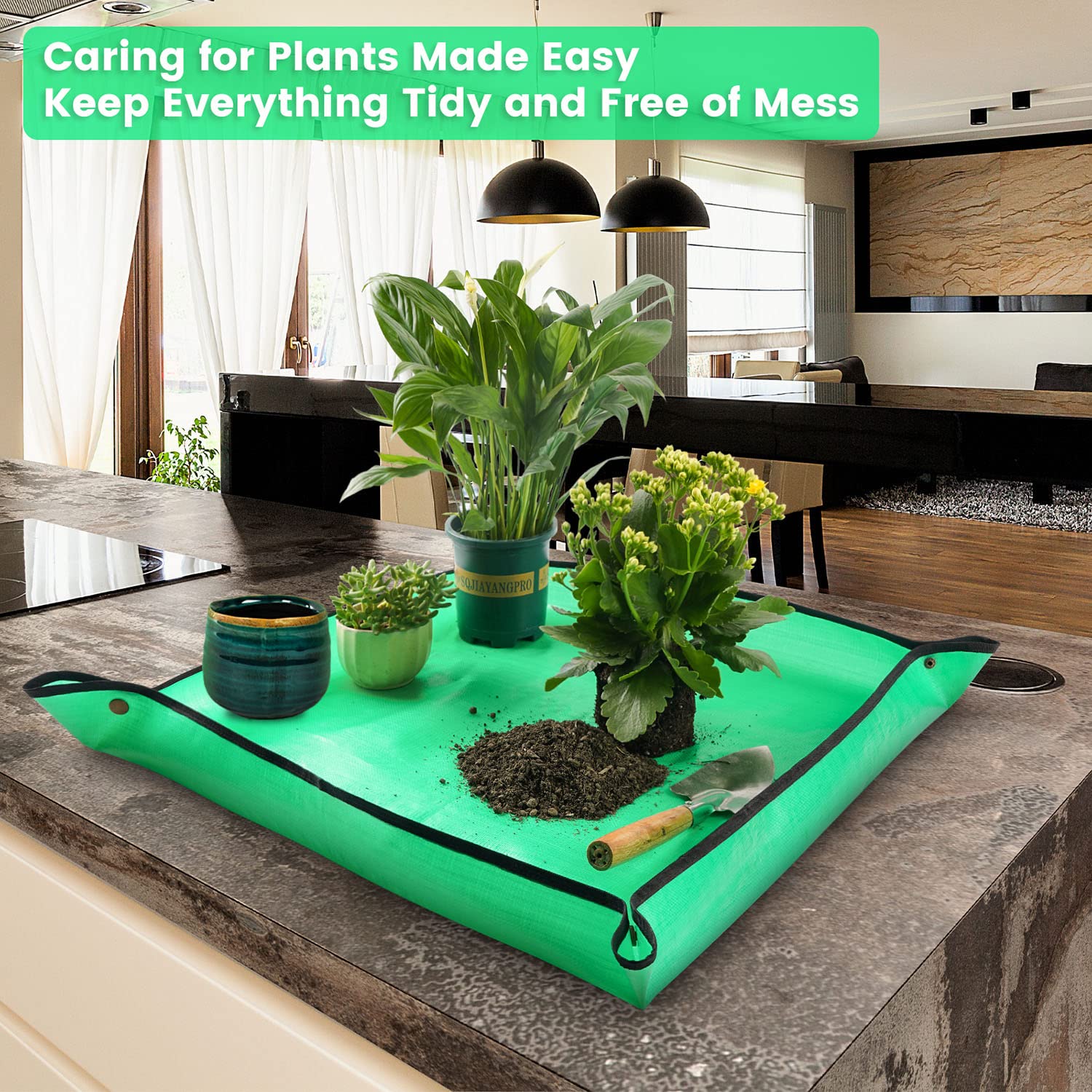 Repotting Mat for Indoor Plant Transplanting Control Mess, 26.8"X26.8" Waterproof Succulent Potting Mat Square Planting Tray Soil Change Mat Gardening Gifts for Plant Lovers
