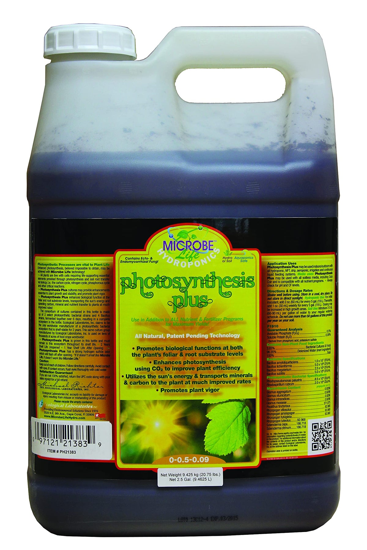 Microbe Life Hydroponics Premium Photosynthesis Plus to Grow Fruits, Vegetables, and Herbs, The Best Professional Big Bud Grow, Use with Any Feeding Systems Including Hydroponics or Soil, 16 Ounces