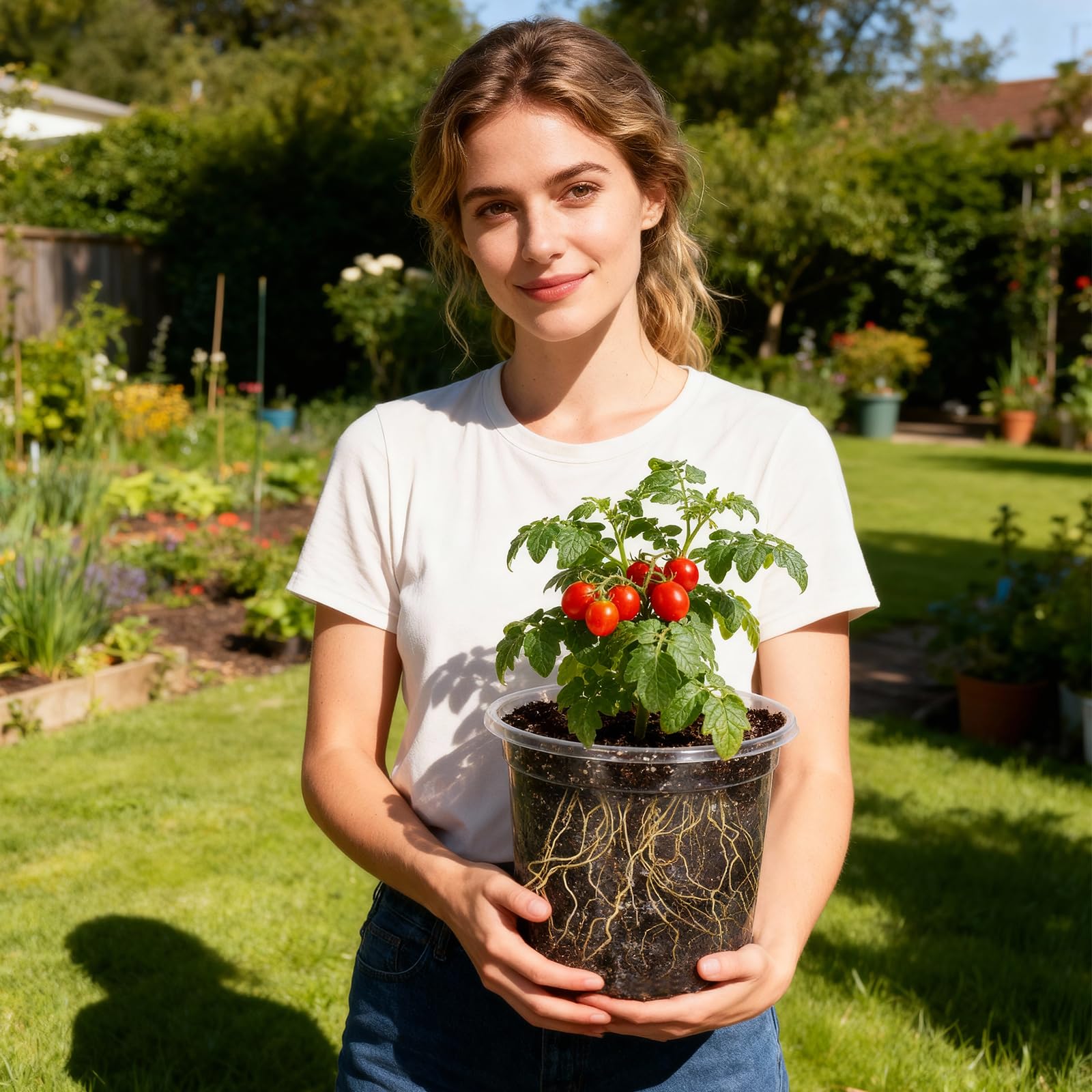 MIXC Plant Nursery Pots with Humidity Dome 4" Soft Transparent Plastic Gardening Pot Planting Containers Cups Planter Small Starter Seed Starting Trays for Seedling with 10pcs Plant Labels，30 Sets