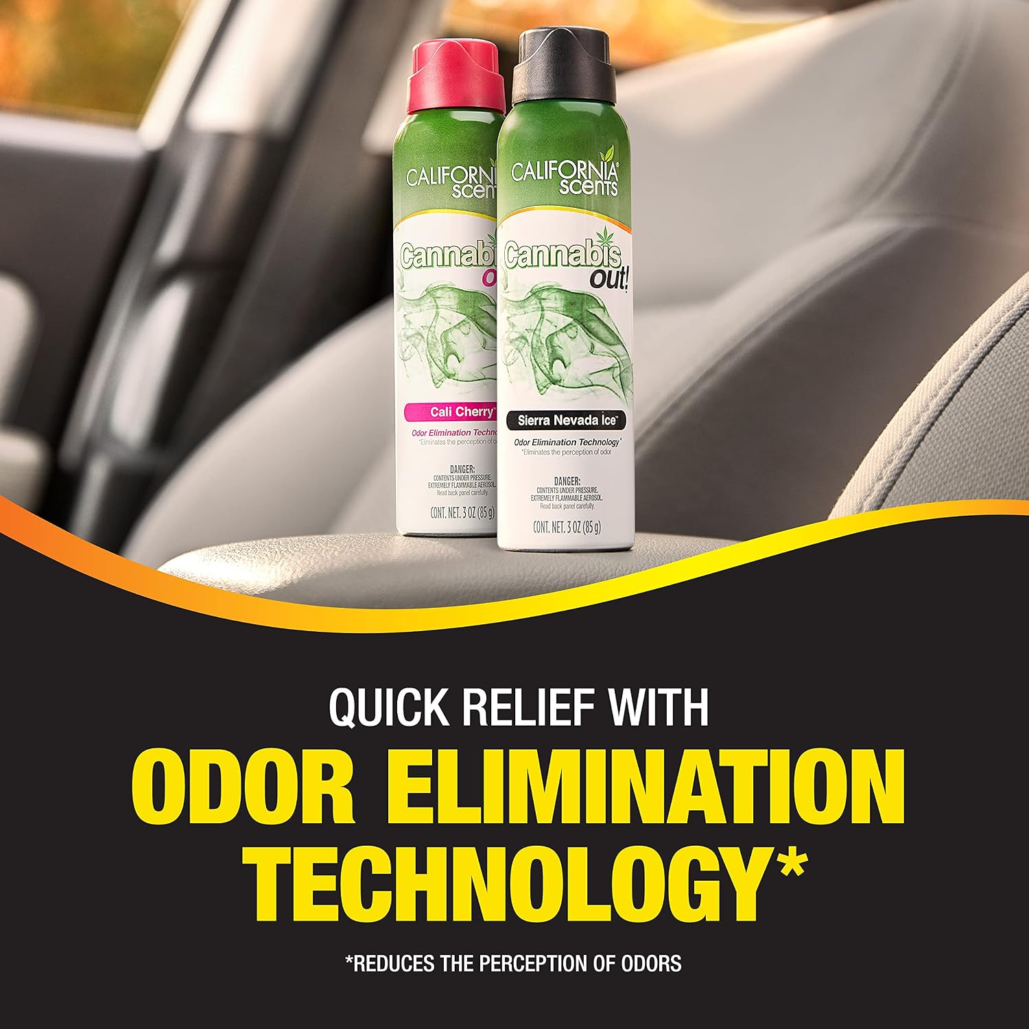 Car Air Freshener Cannabis Out Spray by California Scents, Cannabis Odor Eliminator Variety Pack, 3 Oz Each, 2 Pack