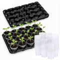 4 Pack 20 Cell Seed Starting Trays with 4 Vented Humidity Domes | Compatible with standard 3 inch nursery pots. Thick reusable trays have deep cells, raised bases and adjustable dome vents.