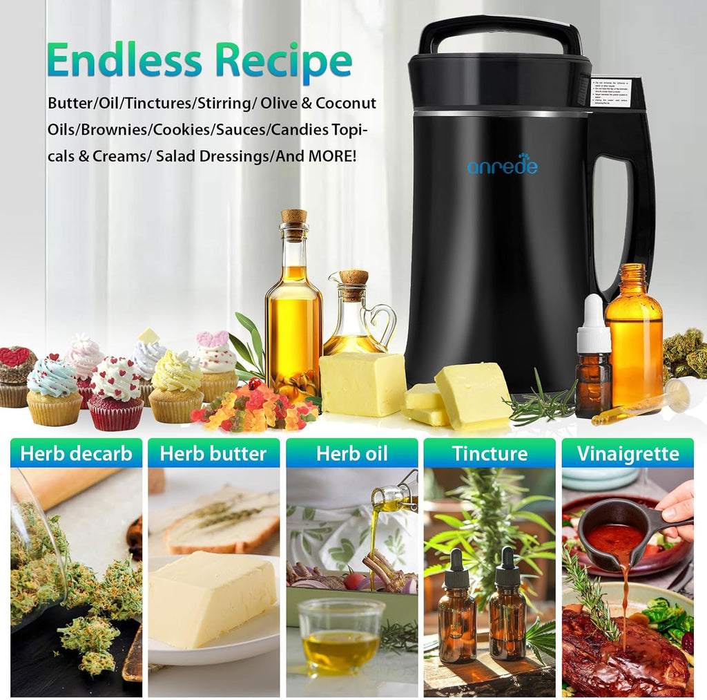 Herbal Decarboxylation and Infusion Machine, Botanical Extractor and Infuser for Making Butter, Oil, and Tinctures，Butter machine, Complete Accessories + Green silicone spatula set