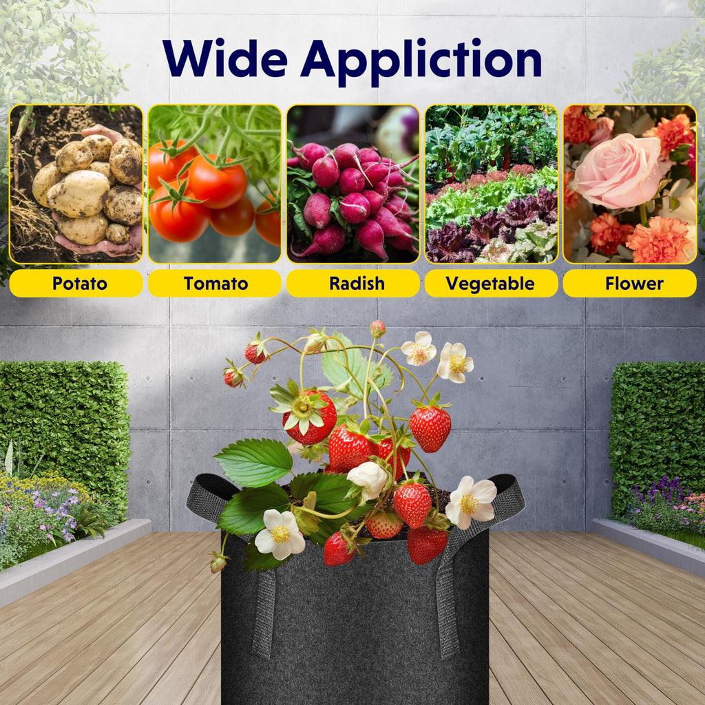 iPower 24-Pack 3 Gallon Grow Bags Heavy Duty Thickened Aeration Nonwoven Fabric Pots with Nylon Handles and 24 Labels for Planting Vegetables, Fruits, Flowers, Black