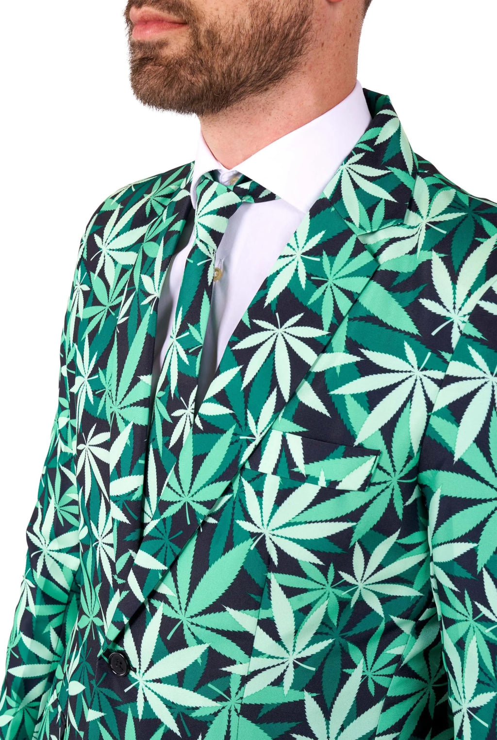 Suitmeister Men's Funny Suit - Cannabis Weed Print Outfit Slim Fit - Green