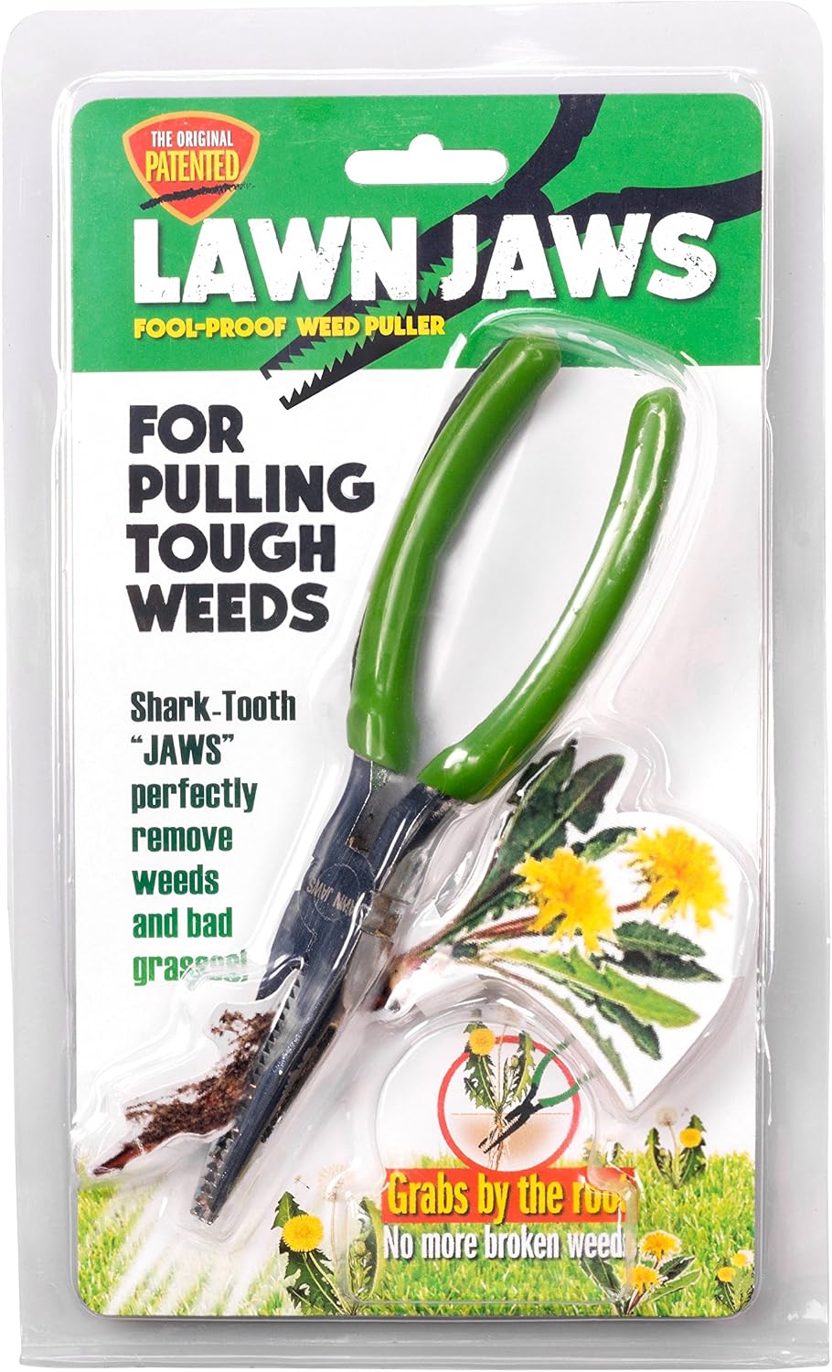 Original Shark Tooth Weed Puller Tool, Grabs Weeds by the Root | Handheld Root Removal for Dandelion, Crabgrass & More- Heavy Duty Garden Weeding Tool for Lawn Care, Landscaping & Gardening