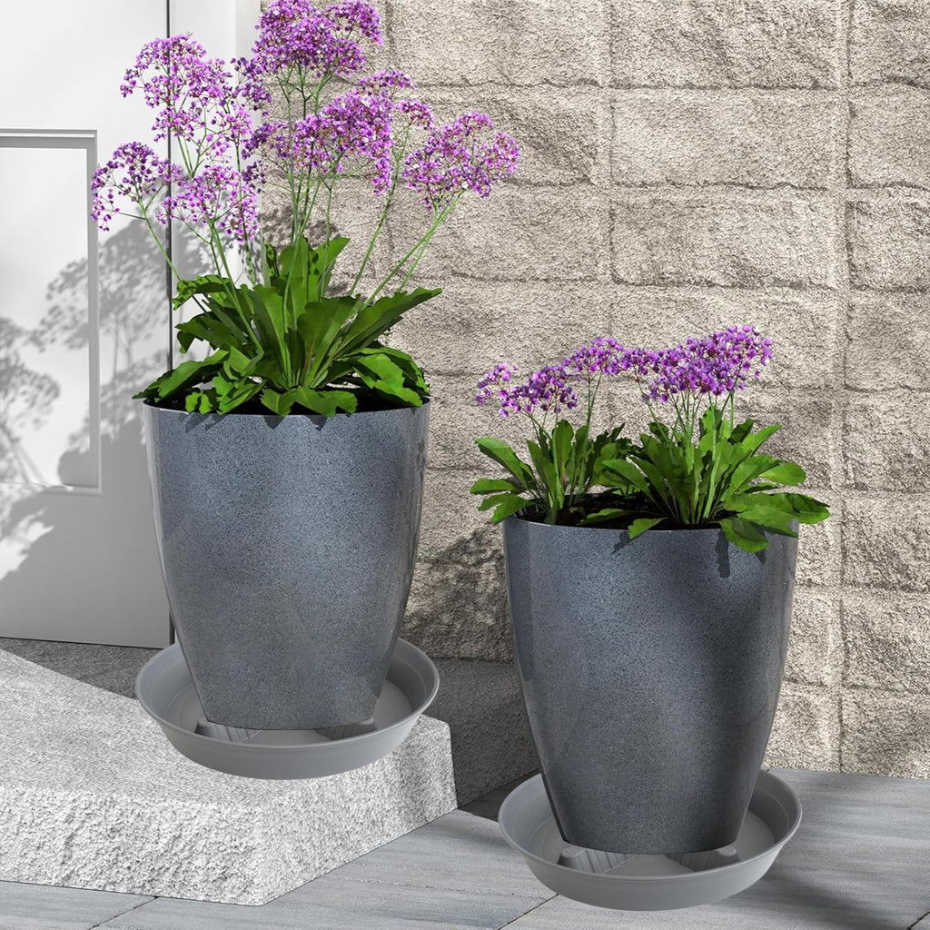 4 Pack Plant Saucer 8 inch, 10 12 14 17 inch, Plant Stand Plastic Plant Saucers for Indoors Outdoor, Heavy Duty Flower Planter Drip Trays for Pots, Pot Saucers for Plants, Grow Bags Saucers