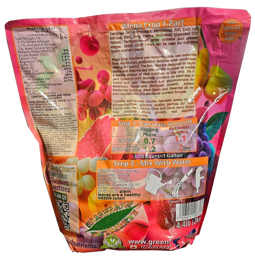 Mega Crop 1-Part Complete Base Nutrient - Hydroponic and Soil Fertilizer for Plants with Organics – Easy to Use for Max harvests - makes 100+ Gallons
