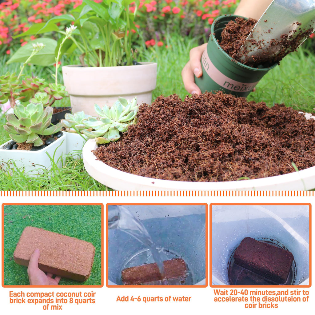 9-Pack Premium Organic Coco Coir Bricks for Plants - Low EC & pH Balance - 100% Natural Peat Moss Mix with Coconut Husk Fiber - Perfect for Gardening, Potting Soil Substrate - 12.6 lbs