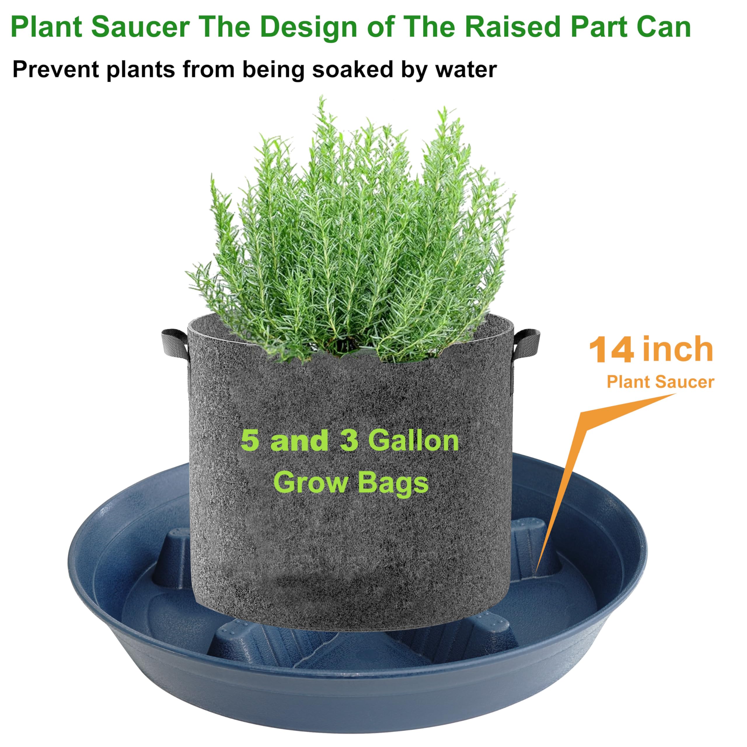 4 Pack Plant Saucer 8 inch, 10 12 14 17 inch, Plant Stand Plastic Plant Saucers for Indoors Outdoor, Heavy Duty Flower Planter Drip Trays for Pots, Pot Saucers for Plants, Grow Bags Saucers