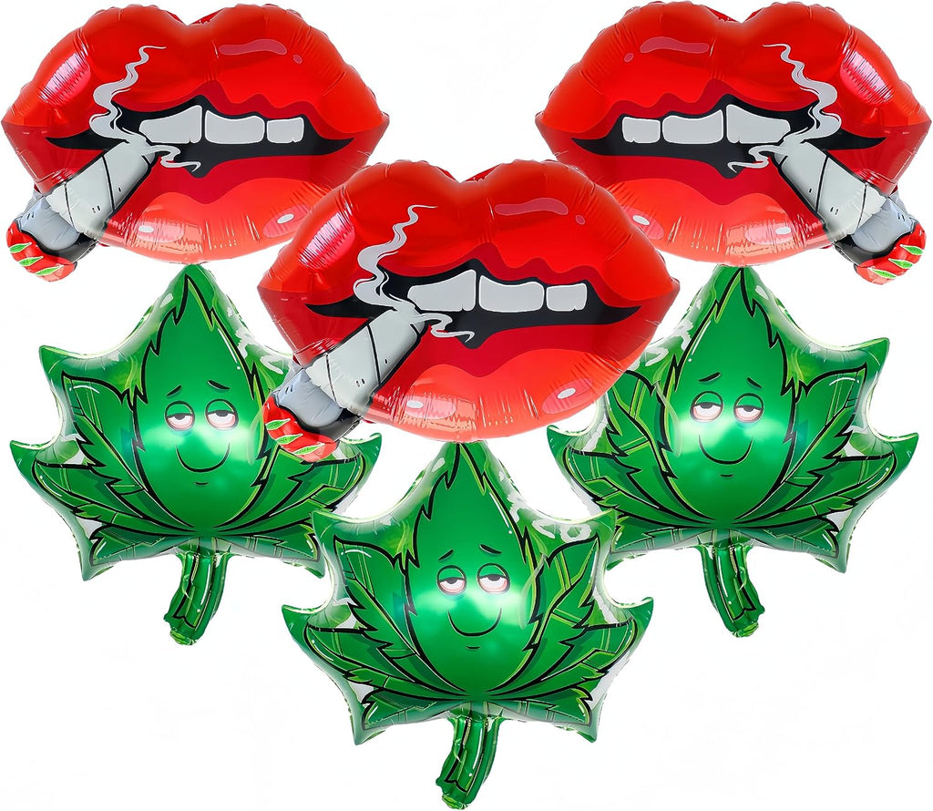 6 PCS Weed Marijuana Balloons/Weed Party Decorations for Adults/420 party decorations/Cannabis Birthday Themed Party/Lets Get Lit /Marijuana Theme Weed Aluminum Balloon/Weed Balloons Party Supplies