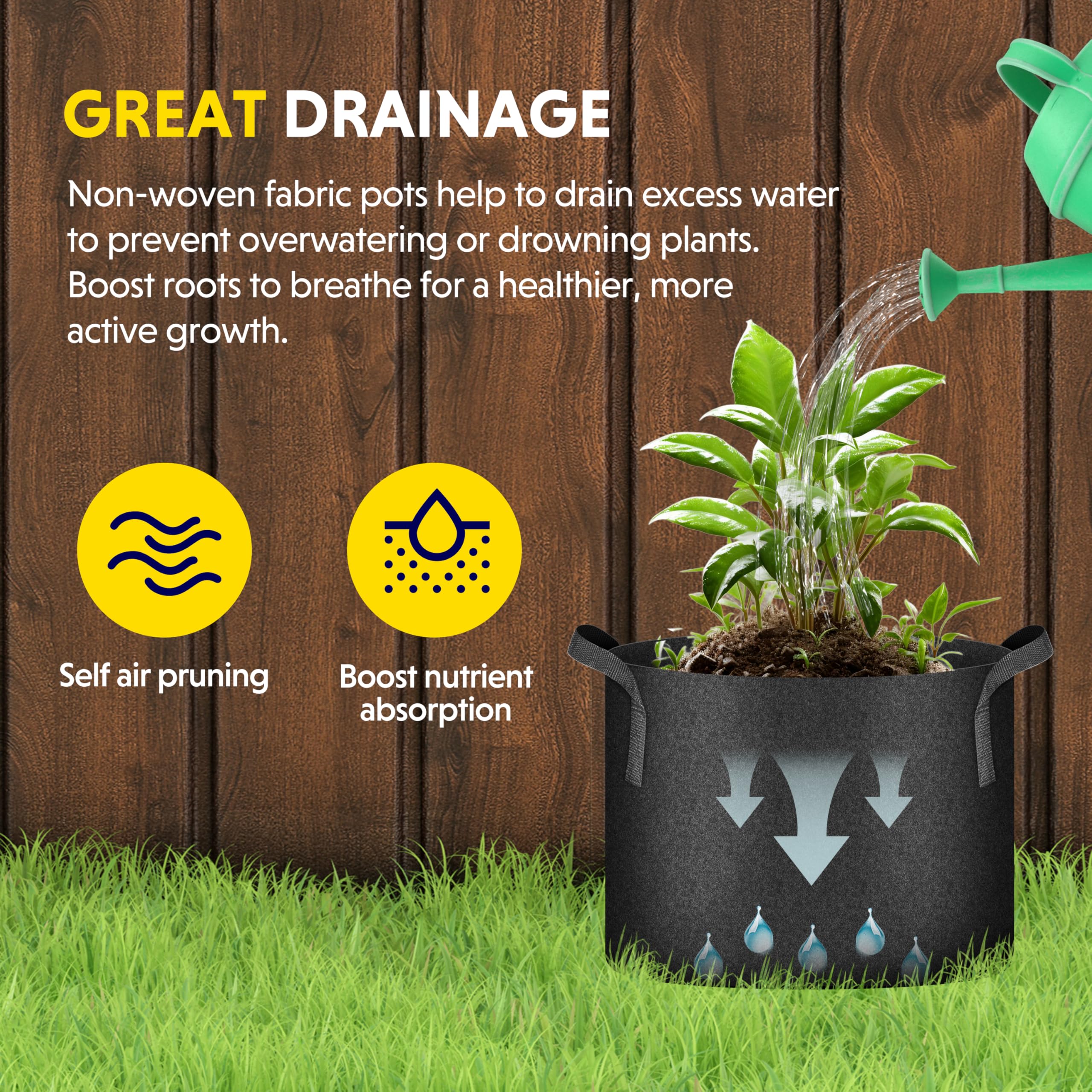 iPower 24-Pack 3 Gallon Grow Bags Heavy Duty Thickened Aeration Nonwoven Fabric Pots with Nylon Handles and 24 Labels for Planting Vegetables, Fruits, Flowers, Black