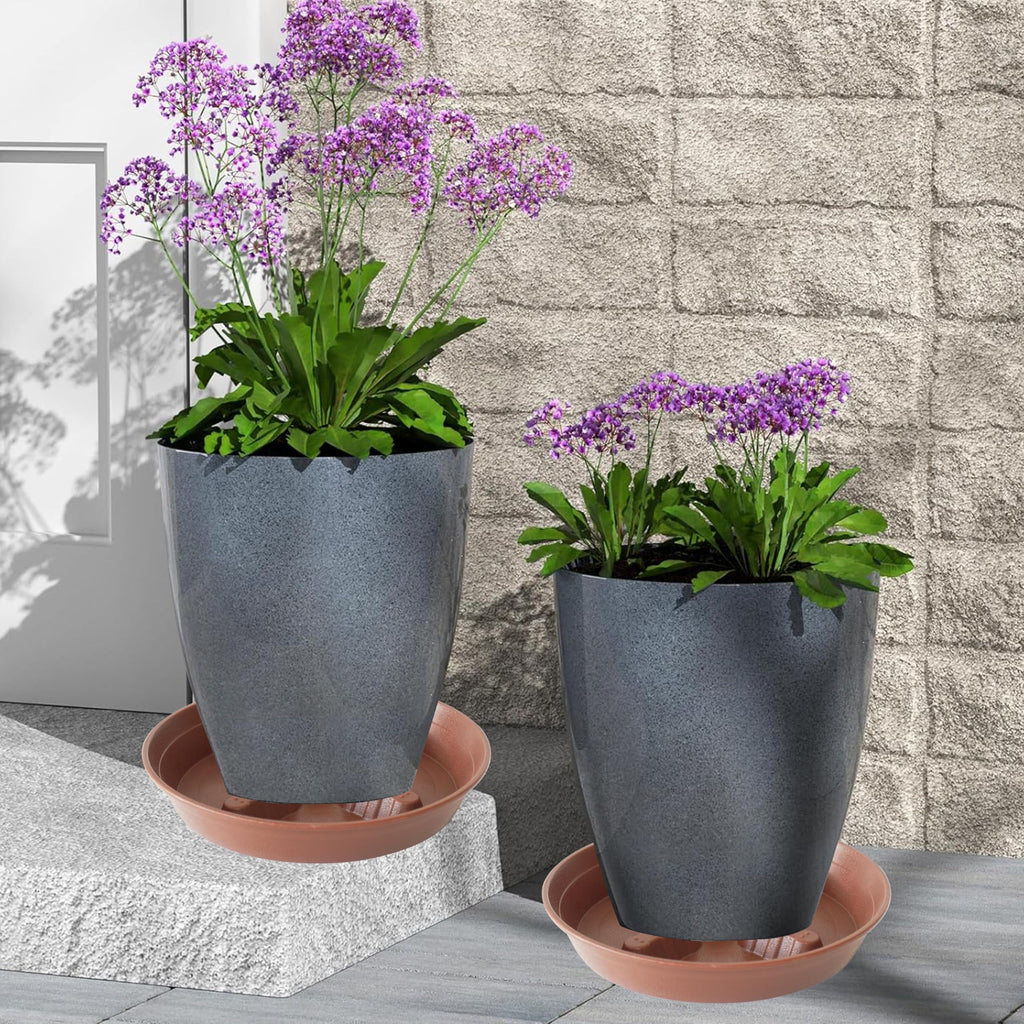 4 Pack Plant Saucer 8 inch, 10 12 14 17 inch, Plant Stand Plastic Plant Saucers for Indoors Outdoor, Heavy Duty Flower Planter Drip Trays for Pots, Pot Saucers for Plants, Grow Bags Saucers