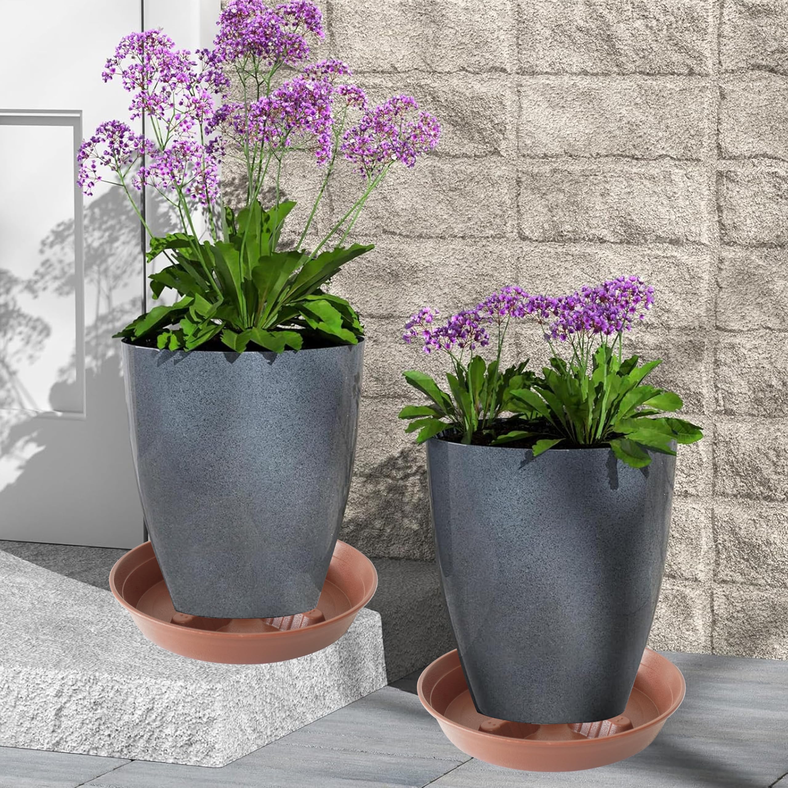 4 Pack Plant Saucer 8 inch, 10 12 14 17 inch, Plant Stand Plastic Plant Saucers for Indoors Outdoor, Heavy Duty Flower Planter Drip Trays for Pots, Pot Saucers for Plants, Grow Bags Saucers