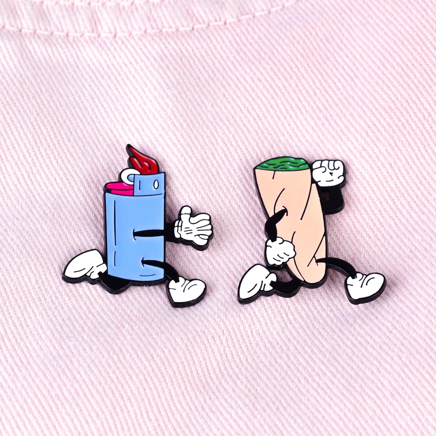 Set Of 2 Pcs Stoner Lapel Pin, Blunt And Lighter Pin Set, Funny Gift For Marijuana Lover 420 Stoner, 2 Pcs Weed Cannabis Brooches, Weed Smoker Badge Brooch, Smoking Marijuana Jewelry Accessories