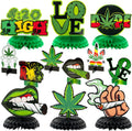 12Pcs Weed Themed Honeycomb Centerpieces Table Toppers Smoking Marijuana Green Pot Leaves Cannabis Stoner 420 Have a Dope Birthday Party Decorations Supplies Photo Booth Props for Adults