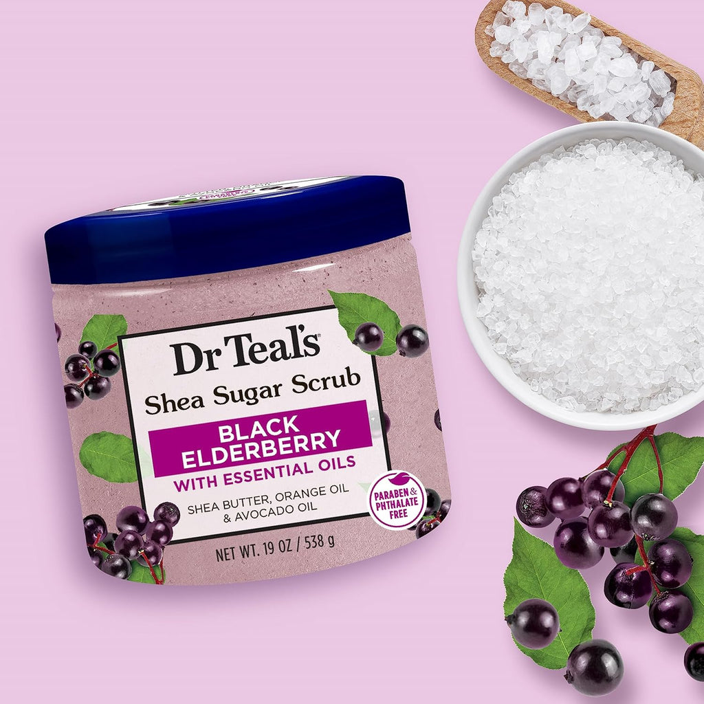 Dr Teal's Shea Sugar Body Scrub, Cannabis Sativa Hemp Seed Oil with Essential Oils, 19 oz (Pack of 3)