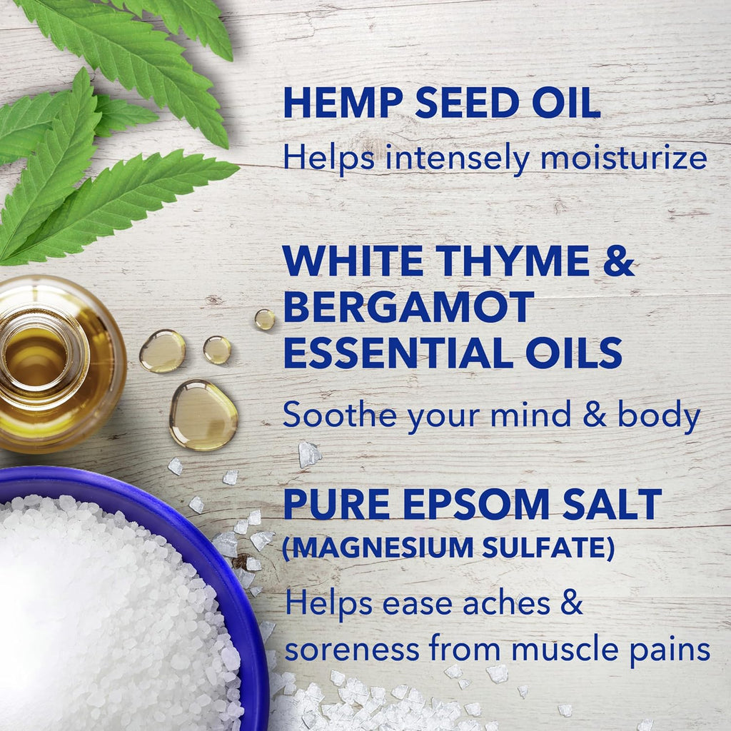 Dr Teal's Pure Epsom Salt, Cannabis Sativa Hemp Seed Oil, 3 lb (Pack of 4)