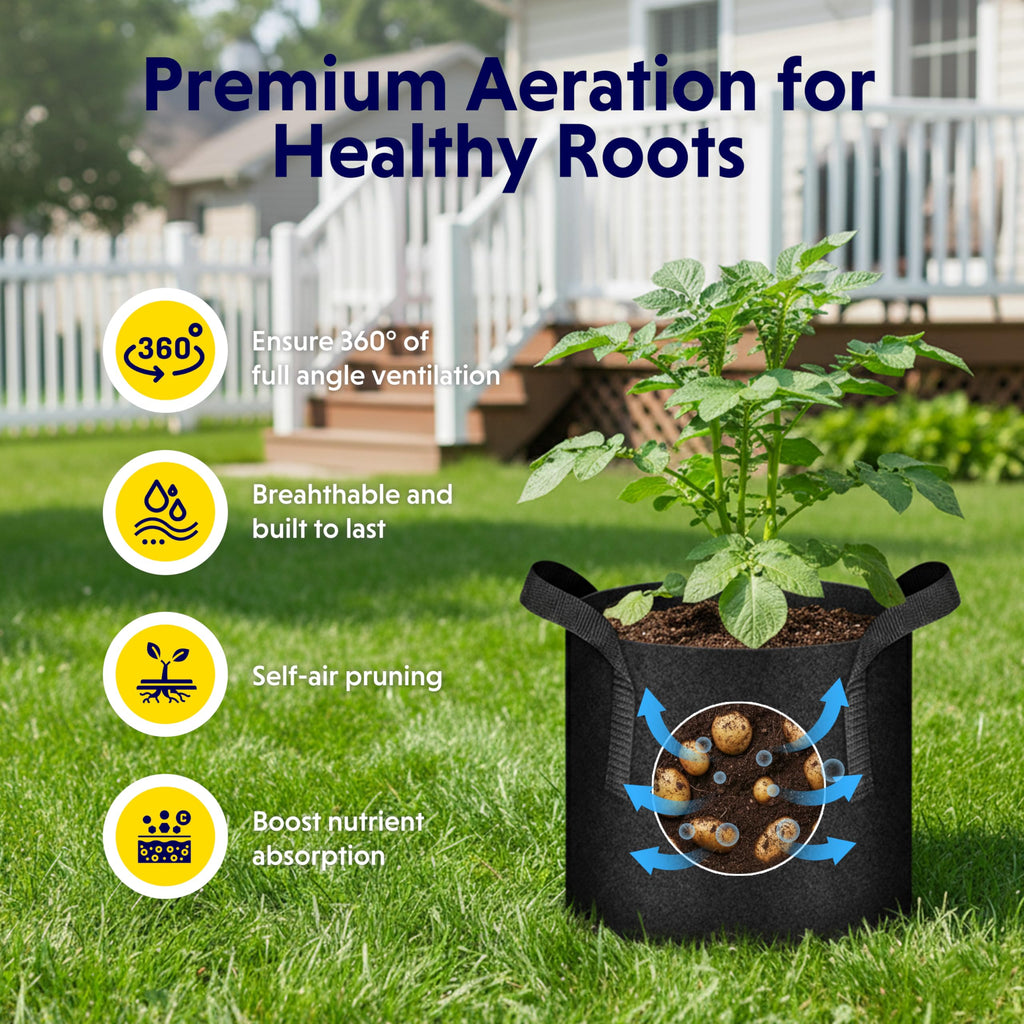 iPower 24-Pack 3 Gallon Grow Bags Heavy Duty Thickened Aeration Nonwoven Fabric Pots with Nylon Handles and 24 Labels for Planting Vegetables, Fruits, Flowers, Black