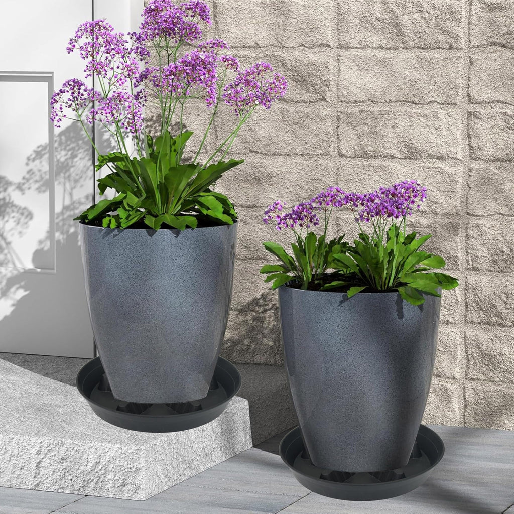 4 Pack Plant Saucer 8 inch, 10 12 14 17 inch, Plant Stand Plastic Plant Saucers for Indoors Outdoor, Heavy Duty Flower Planter Drip Trays for Pots, Pot Saucers for Plants, Grow Bags Saucers