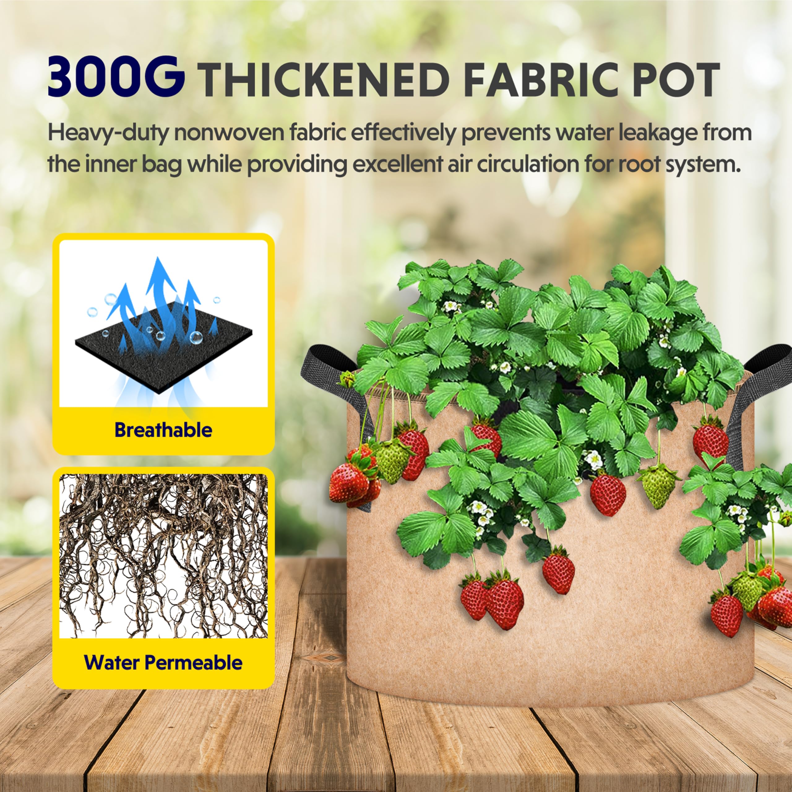 iPower 24-Pack 3 Gallon Grow Bags Heavy Duty Thickened Aeration Nonwoven Fabric Pots with Nylon Handles and 24 Labels for Planting Vegetables, Fruits, Flowers, Black