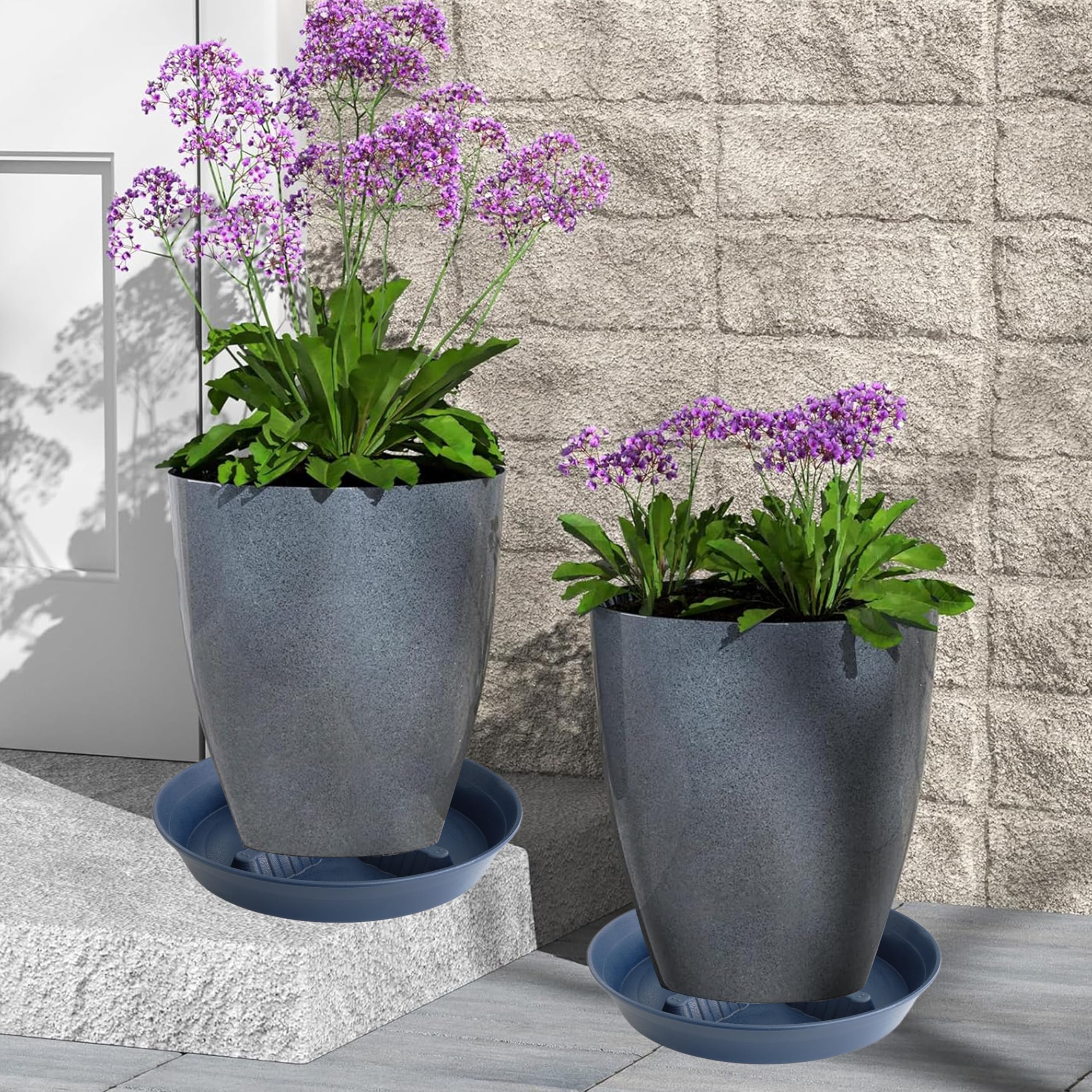 4 Pack Plant Saucer 8 inch, 10 12 14 17 inch, Plant Stand Plastic Plant Saucers for Indoors Outdoor, Heavy Duty Flower Planter Drip Trays for Pots, Pot Saucers for Plants, Grow Bags Saucers