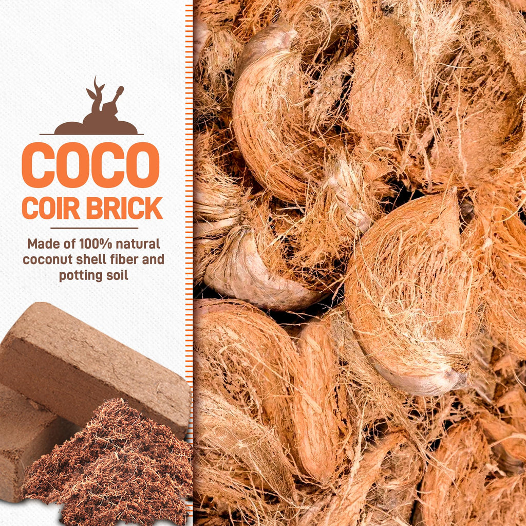 9-Pack Premium Organic Coco Coir Bricks for Plants - Low EC & pH Balance - 100% Natural Peat Moss Mix with Coconut Husk Fiber - Perfect for Gardening, Potting Soil Substrate - 12.6 lbs