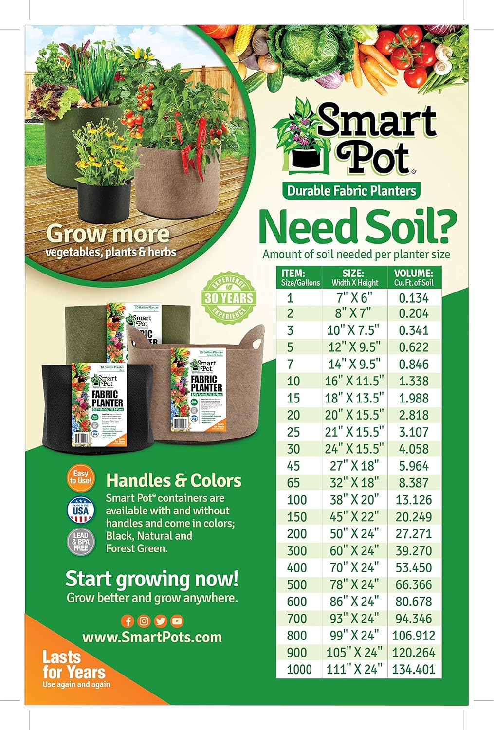 Smart Pots 15-Gallon Smart Pot Soft-Sided Container, Tan with Strap Handles