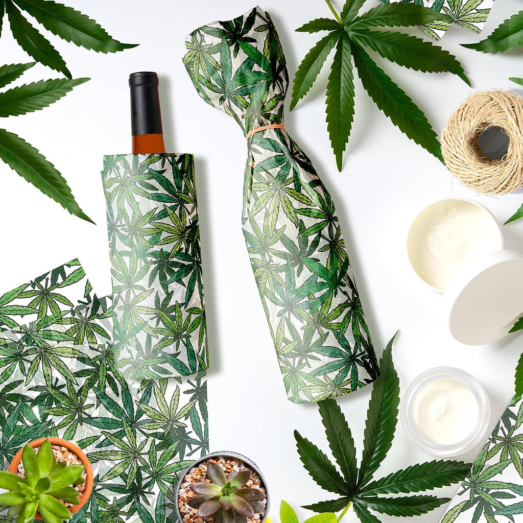100 Sheets Marijuana Leaf Tissue Paper Sheets - Cannabis Printed Tissue Paper Bulk, 14x20 Inch for Gift Wrapping, Hawaii Party Decorations, Birthday, Gift Packaging