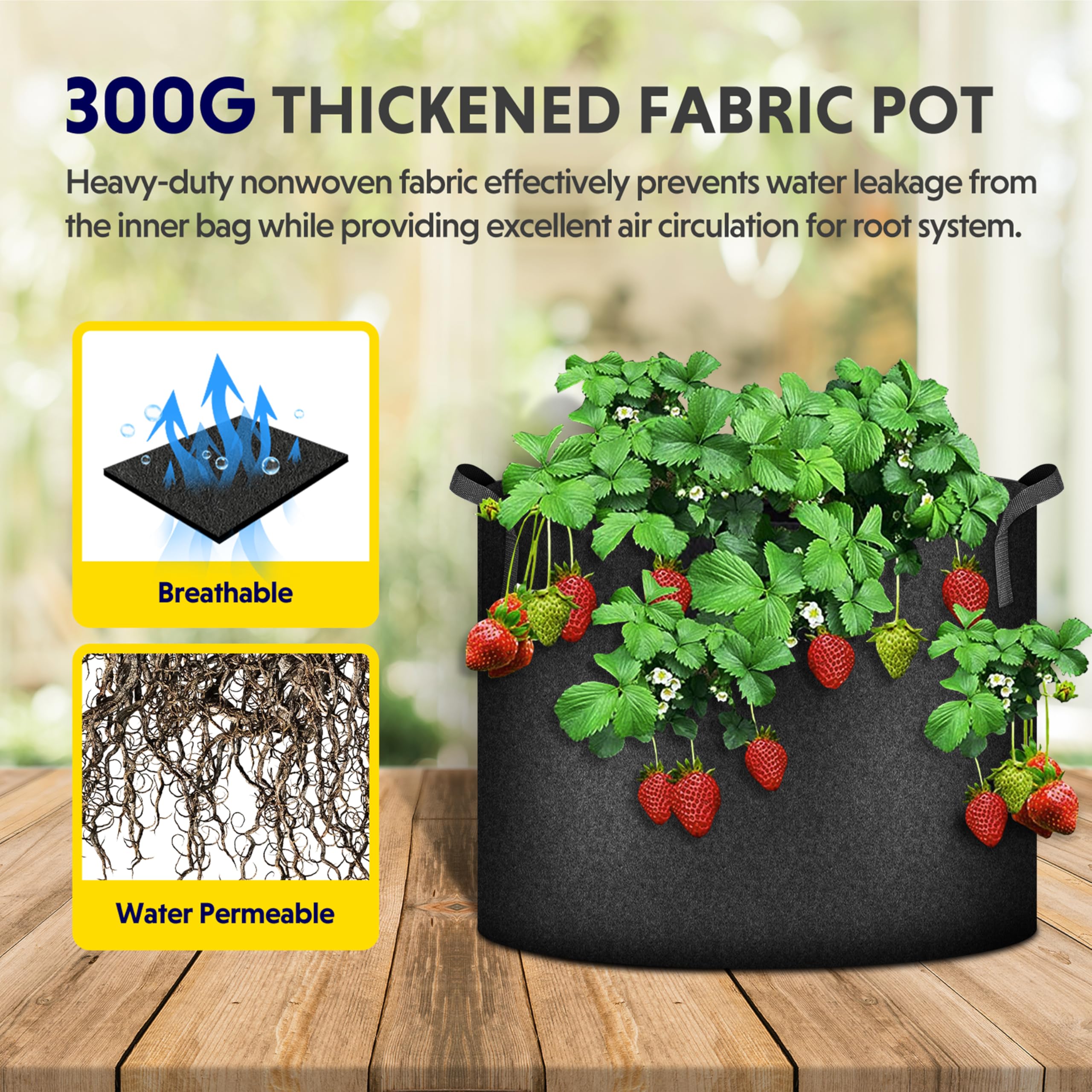 iPower 24-Pack 3 Gallon Grow Bags Heavy Duty Thickened Aeration Nonwoven Fabric Pots with Nylon Handles and 24 Labels for Planting Vegetables, Fruits, Flowers, Black