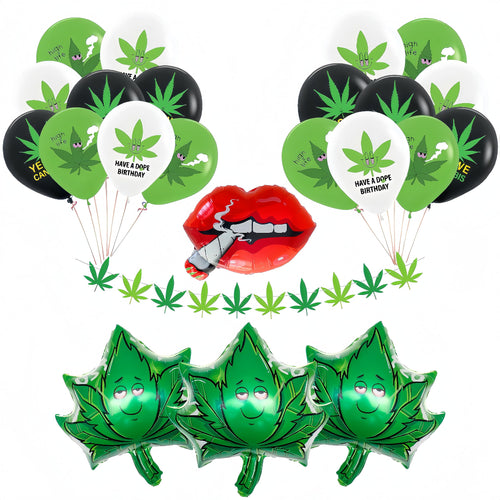 6 PCS Weed Marijuana Balloons/Weed Party Decorations for Adults/420 party decorations/Cannabis Birthday Themed Party/Lets Get Lit /Marijuana Theme Weed Aluminum Balloon/Weed Balloons Party Supplies