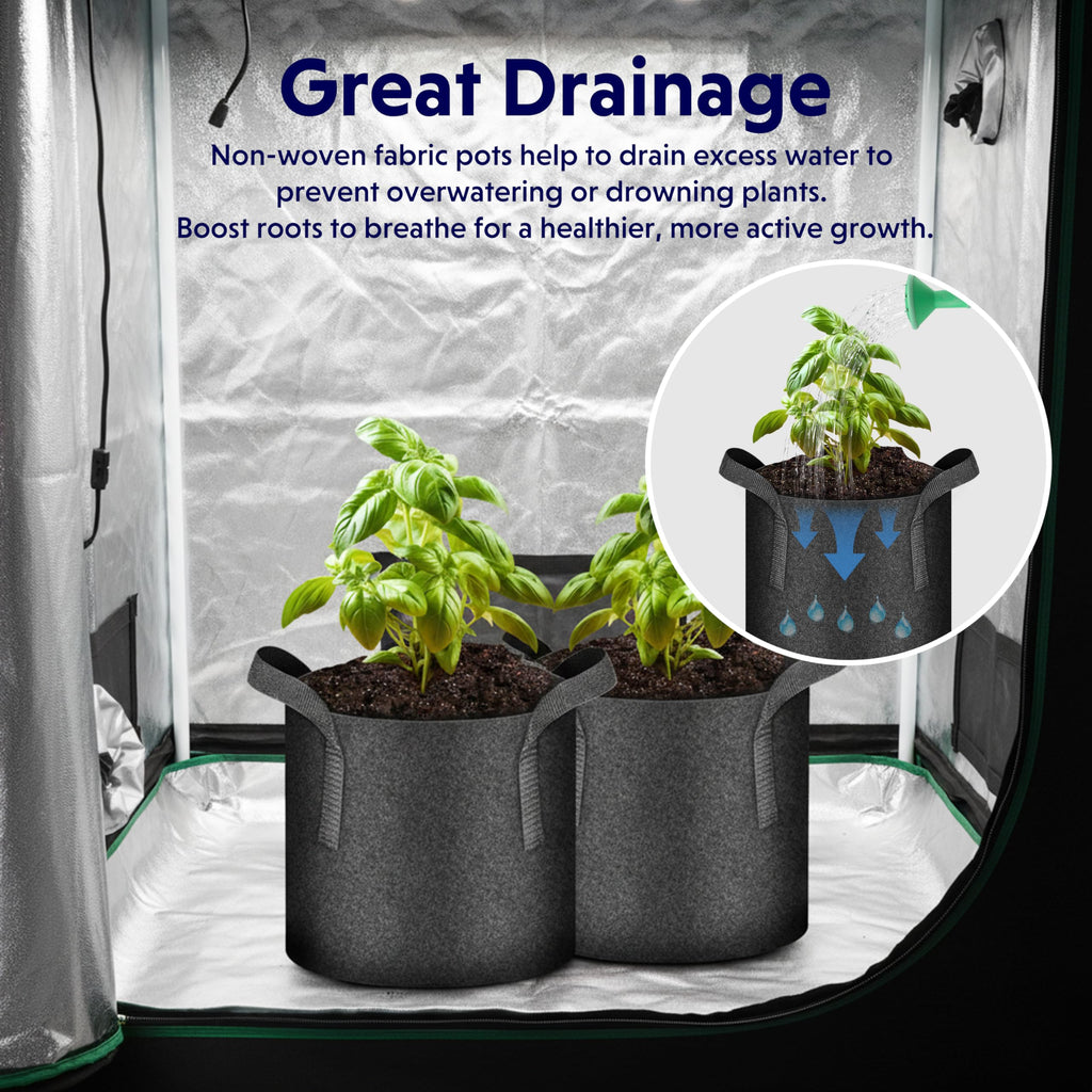 iPower 24-Pack 3 Gallon Grow Bags Heavy Duty Thickened Aeration Nonwoven Fabric Pots with Nylon Handles and 24 Labels for Planting Vegetables, Fruits, Flowers, Black