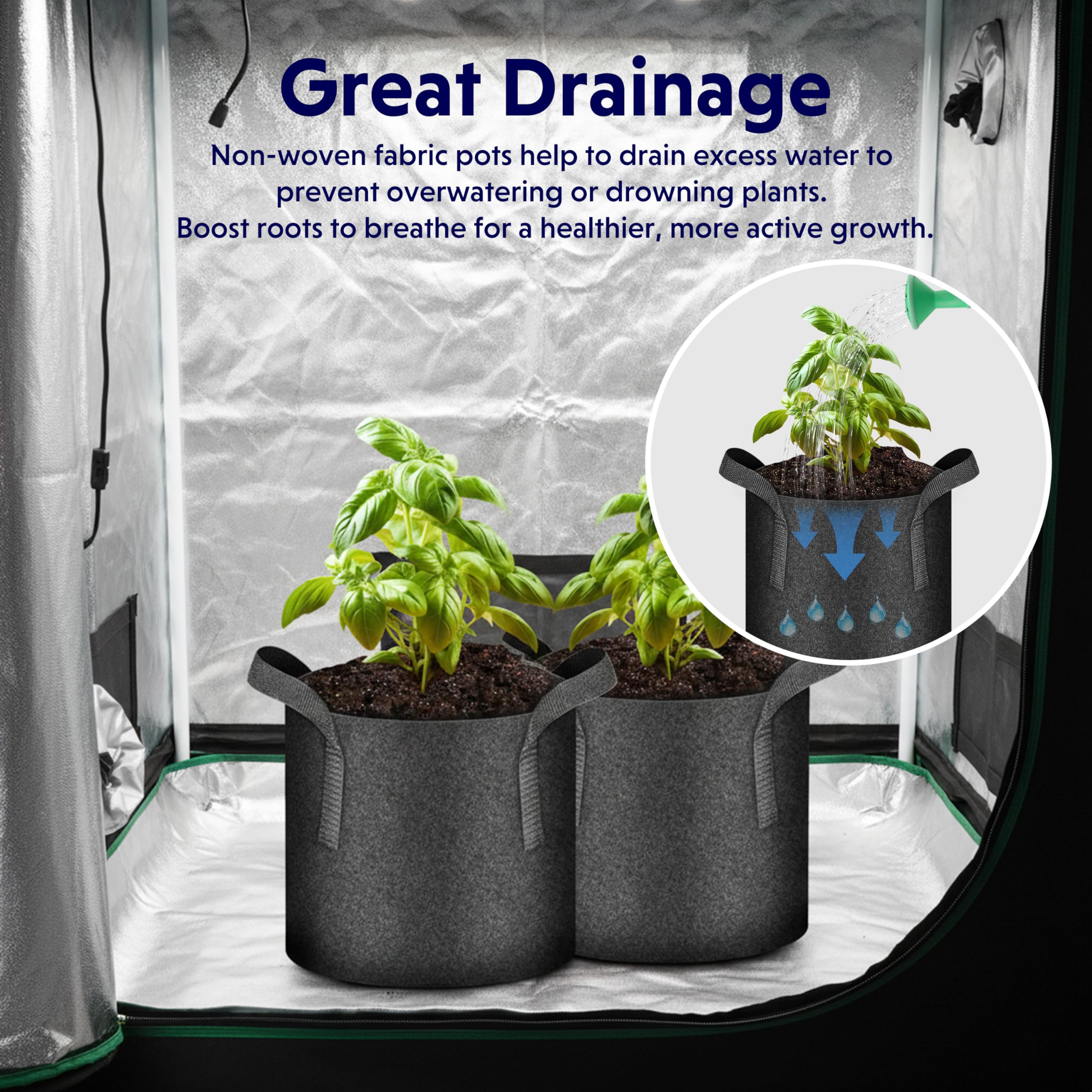 iPower 24-Pack 3 Gallon Grow Bags Heavy Duty Thickened Aeration Nonwoven Fabric Pots with Nylon Handles and 24 Labels for Planting Vegetables, Fruits, Flowers, Black