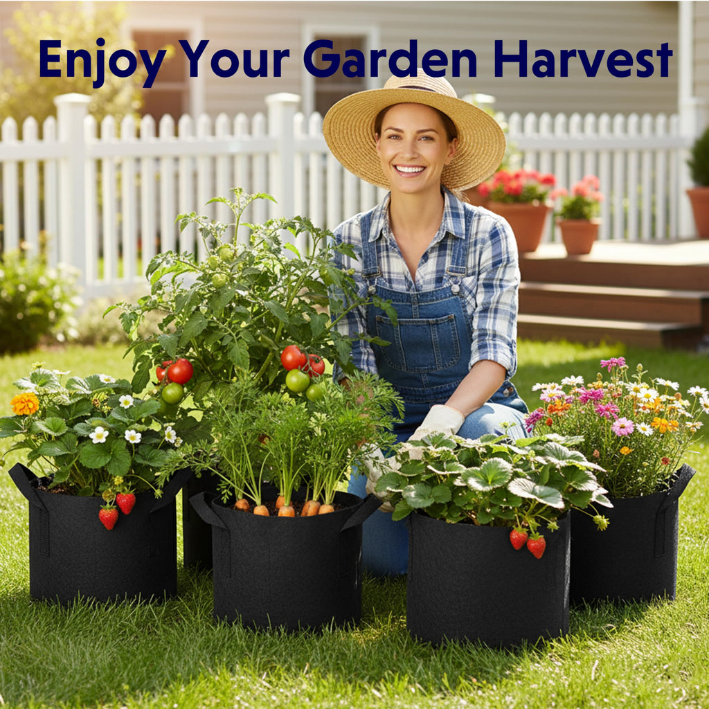 iPower 24-Pack 3 Gallon Grow Bags Heavy Duty Thickened Aeration Nonwoven Fabric Pots with Nylon Handles and 24 Labels for Planting Vegetables, Fruits, Flowers, Black