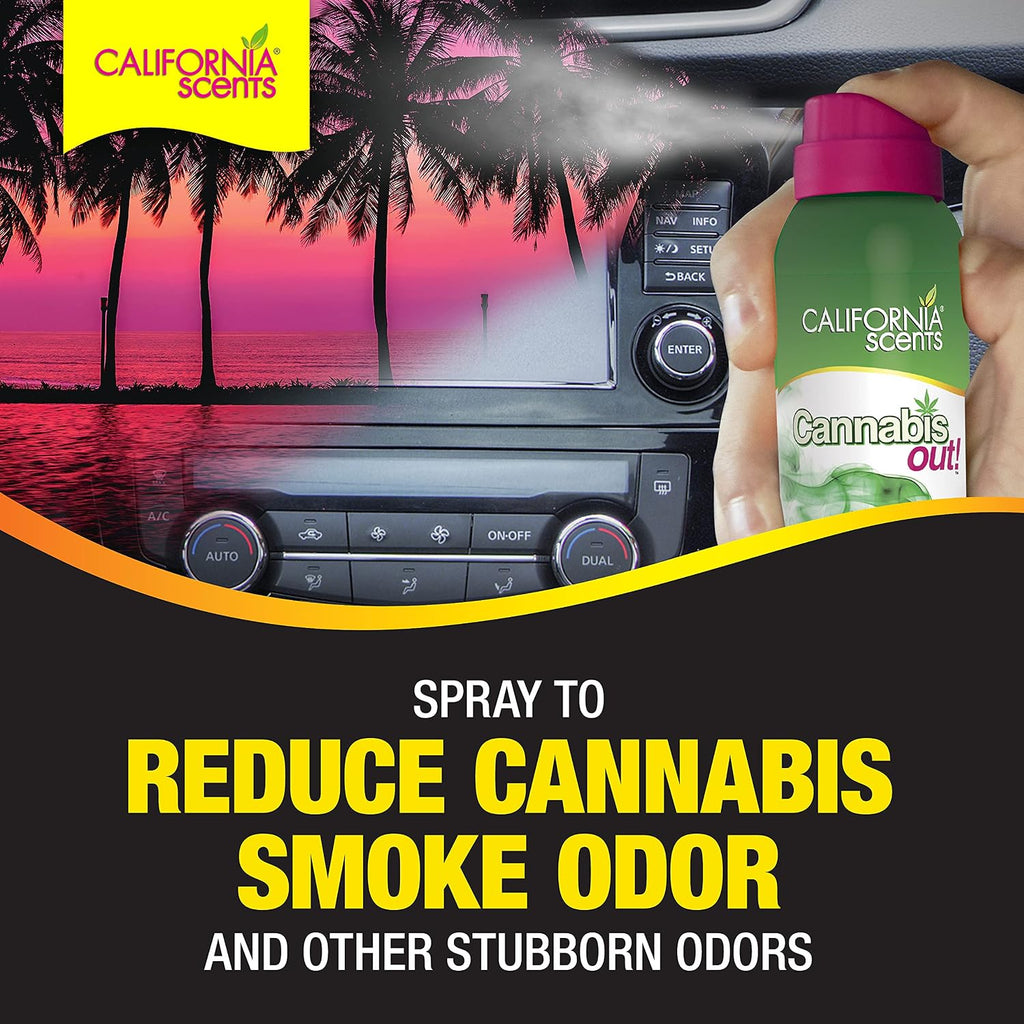 Car Air Freshener Cannabis Out Spray by California Scents, Cannabis Odor Eliminator Variety Pack, 3 Oz Each, 2 Pack