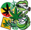 8Pcs Weed Iron on Patches Green Marijuana Leaves Pot Cannabis Smoking Happy 420 Have a Dope Sew on Embroidered Applique Repair Patch DIY Craft Accessories for Stoner Clothing Jacket Jeans Backpack Hat