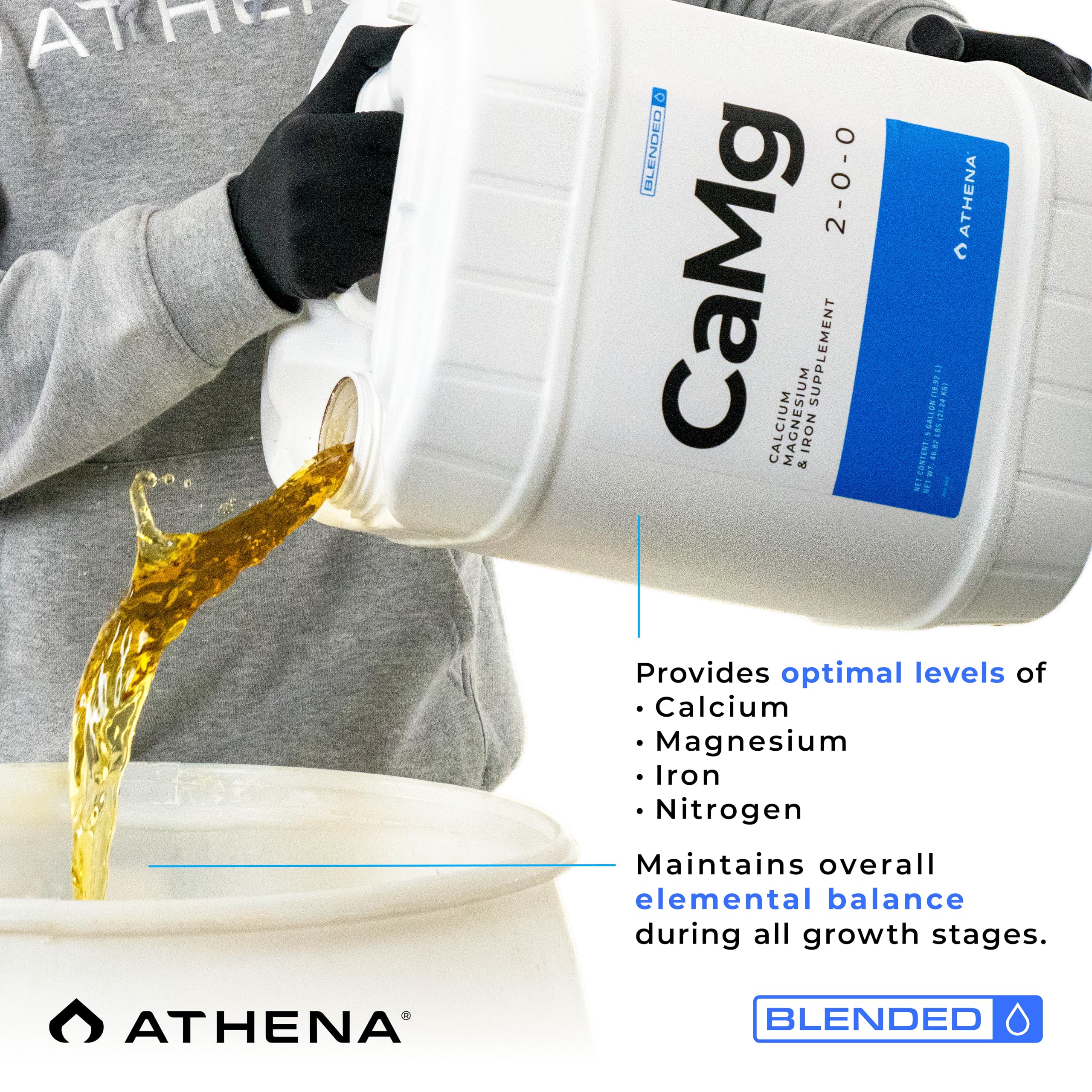 Athena Blended CaMg Cal Mag Fertilizer for Plants 32 oz NPK 2-0-0 | LQ-CM-32OZ